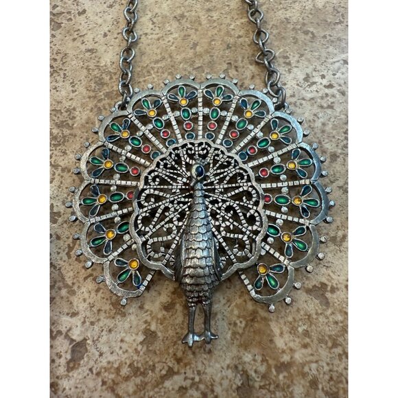 Bohemian Peacock Pendant Necklace & Beaded Tassel Necklace Set - Picture 6 of 8
